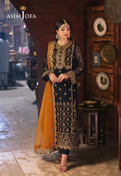 Asim Jofa | Chamkeeli | AJKK-15 EMBROIDERED CHIFFON 3 PCS