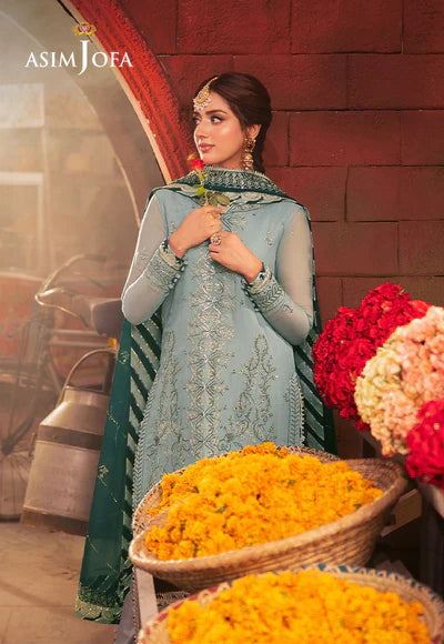 Asim Jofa | Chamkeeli | AJKK-17 EMBROIDERED CHIFFON 3 PCS