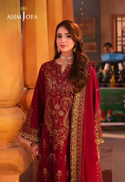 Asim Jofa | Chamkeeli | AJKK-19 EMBROIDERED TWISTED SILK 3 PCS