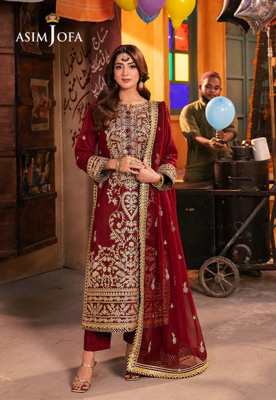 Asim Jofa | Chamkeeli | AJKK-20 EMBROIDERED TWISTED SILK 3 PCS