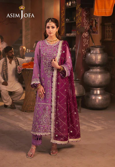 Asim Jofa | Chamkeeli | AJKK-28 EMBROIDERED CHIFFON 3 PCS